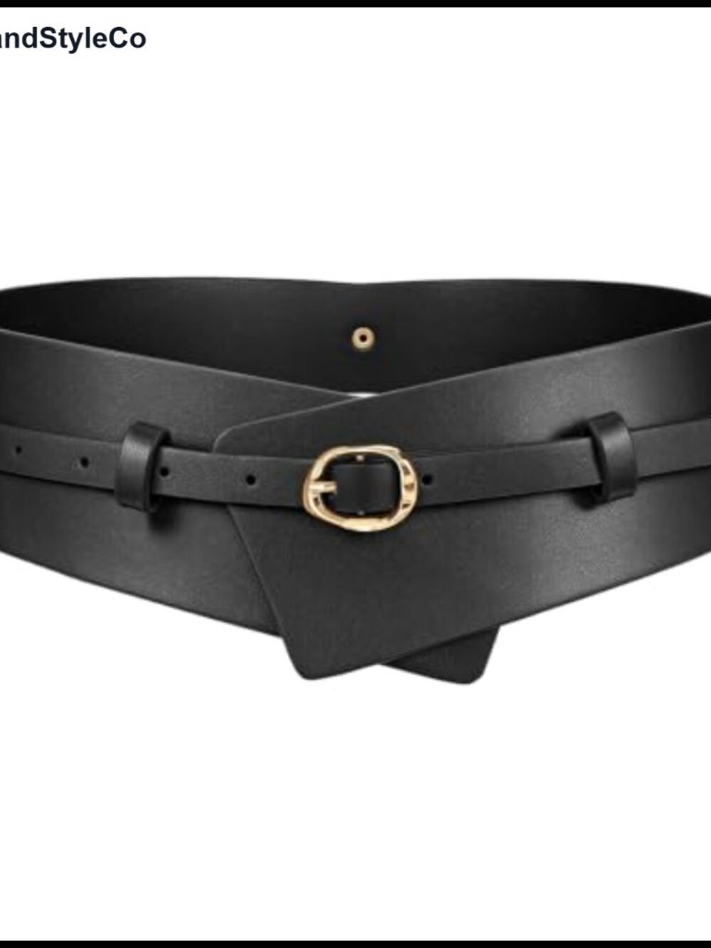 Wide Leather Waist Belt 2-in-1 Detachable Gold Buckle Retro Corset